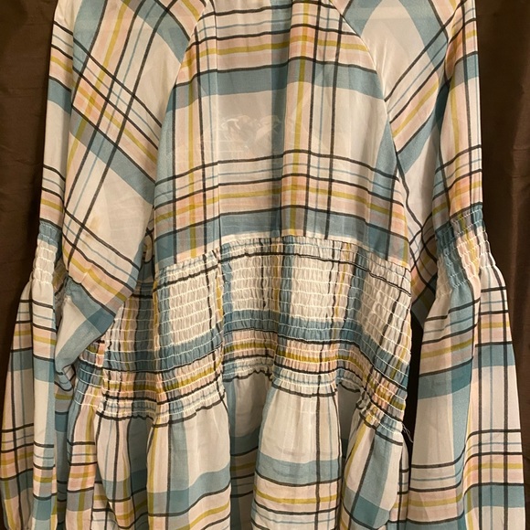 Boho Sheer Plaid Plus Size Top - Picture 12 of 12